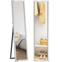 HOMCOM Glitter Frame Full-Length Mirror - Silver(m-10)