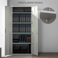 HOMCOM Aktenschrank, Büroschrank, 5 Regale, Metall, 80B x 40T x 180H cm, Weiß(m-4)