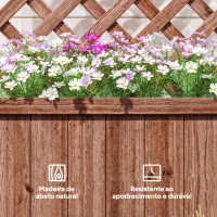 Outsunny Floreira com Treliça de Madeira Maciça Caixa de Plantio com Suporte para Plantas Trepadeiras para Cultivo de Plantas Flores 72,5x31,5x149,5 cm Natural(m-7)