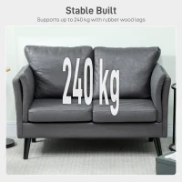 HOMCOM Two-Seater Leathaire Sofa - Grey(m-8)