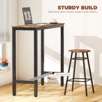 HOMCOM Rectangular Bar Table, Wood Effect Pub Coffee Table for Small Space, Breakfast Dining, Kitchen, Industrial, Rustic Brown(m-4)