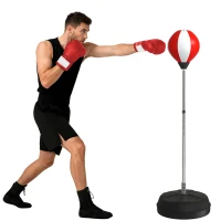 HOMCOM Punching Bag with Stand Boxing Bag Set with Adjustable Height, Red(m-10)