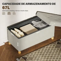 HOMCOM Banco de Armazenamento Dobrável Capacidade de 67 L  Estofado em Veludo Carga 120 kg 76x38x38 cm Creme(m-4)