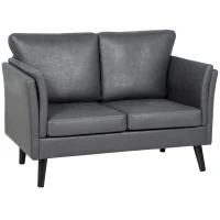 HOMCOM Two-Seater Leathaire Sofa - Grey(m-1)