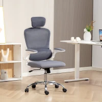 HOMCOM Mesh Back Office Chair, with Lumbar Support - Charcoal Grey(m-2)