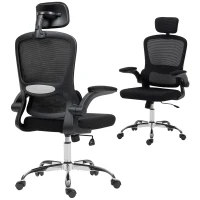 HOMCOM Mesh Back Office Chair, with Lumbar Support - Black(m-10)