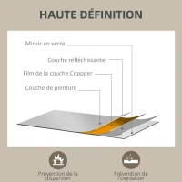 HOMCOM Miroir mural rectangulaire 90 x 70 cm, cadre en bois blanc, idéal pour la salle de bain, salon ou chambre(m-6)