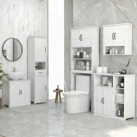 kleankin Columna de Baño con 2 Puertas 1 Cajón Estante Abierto y 2 Armarios con Estante Ajustable 40x30x164 cm Blanco(m-2)