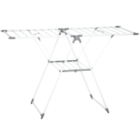 HOMCOM Tendedero de 2 Niveles regulable en 4 alturas, en Metal y Plástico, 156,5x61,5x97 cm, Blanco