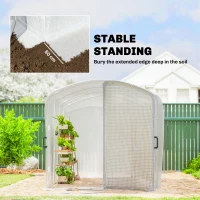 Outsunny Polytunnel Greenhouse Walk-in Grow House with UV-resistant PE Cover, Door and Galvanised Steel Frame, 2 x 2 x 2m, White(m-6)