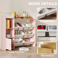 AIYAPLAY Toy Storage Unit with 8 Removable Bins, Storage Shelves, Cabinet, Pink(m-6)