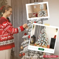 HOMCOM 5ft Super Flocked Christmas Tree - Green/White(m-7)