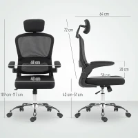 HOMCOM Mesh Back Office Chair, with Lumbar Support - Black(m-3)