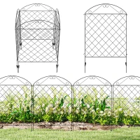 Outsunny Decorative Garden Fencing, 43in x 11.5ft Outdoor Picket Fence Panels, 4PCs Rustproof Metal Wire Landscape Flower Bed Border Edging, Black(m-10)