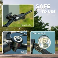 HOMCOM Foldable Electric Scooter, with LED Headlights, for Ages 7-14 Years, Blue(m-9)