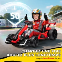 HOMCOM Kart électrique pour enfants moteur 2 x 150W batterie 24 V 120 x 76 x 53,5 cm rouge(m-7)
