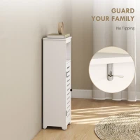 HOMCOM Mobile da bagno, a 4 livelli, porta a persiana, mensola aperta, 22x20x75cm, Bianco(m-4)