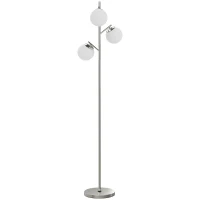 HOMCOM 3-Light Tree Floor Lamps for Living Room, Modern Standing Lamp for Bedroom with Globe Lampshade, 3000K/4000K/6000K Colour Temperatures, Steel Base, Silver Tone(m-1)
