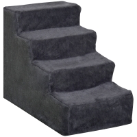 PawHut Schodki dla psa 4-stopniowe, zdejmowany pokrowiec, dla małych psów, 44 cm, ciemnoszary