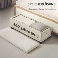 HOMCOM Sitzbank mit Stauraum, Aufbewahrungsbank, Cord-Design, Stahlrahmen, Beige(m-6)
