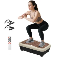 HOMCOM Vibration Plate Exercise Machine, Quiet Vibrating Plate for Weight Loss and Lymphatic Drainage with Resistance Bands, Remote Control, 99 Speed Levels(m-10)