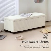 HOMCOM Banco de Arrumação Capacidade de 84 L Estofado em Veludo Banco Pé de Cama para Dormitório 112x42x40 cm Bege(m-7)