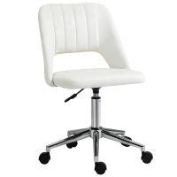 Vinsetto Armless Velvet-Feel Office Chair - Cream White(m-1)
