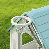 AIYAPLAY 5-in-1 Playhouse for Kids Outdoor Indoor with Basketball Hoop, Football Goal, Dartboard, Ring Toss for 2-5 Years, Beige(m-9)