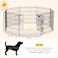 PawHut Dog Playpen, Puppy Pen, Eight-Panel Metal Fence, for Small Dogs, Indoors, Outdoors - Black(m-3)