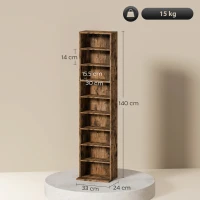 HOMCOM 260 Narrow CD Storage Unit - Rustic Brown(m-3)