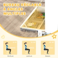 AIYAPLAY Bureau pour enfants, table d'étude réglable en hauteur avec plateau inclinable, 80 x 51 x 108,5-130,5 cm, naturel(m-5)