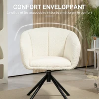 HOMCOM Fauteuil de salon pivotant 360°, fauteuil de chambre avec assise rembourrée, 58,5 x 59 x 78,5 cm, crème(m-5)