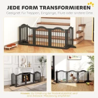 PawHut Absperrgitter Hund Freistehendes Schutzgitter mit Füßen, Klappbar Hundegitter, 5 Paneelen, 261,5 x 29,5 x 61 cm, Schwarz(m-7)