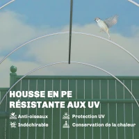 Outsunny Serre tunnel de jardin 8 m², serre de jardin tunnel avec porte et 6 fenêtres, bâche PE 140 g/m² 400 x 200 x 200 cm vert(m-6)