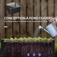Outsunny Lot de 2 jardinières surélevées, carre potager de jardin pour légumes, fleurs, acier galvanisé 60 x 60 x 30,5 cm, gris(m-6)