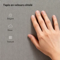 HOMCOM Cadre de lit 160 x 200 cm avec sommier à lattes en bois, lit double rembourré en velours côtelé, gris(m-5)