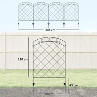 Outsunny Steel Decorative Swirls Outdoor Picket Fence Panels Set of 4, Black(m-3)