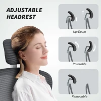 HOMCOM Mesh Back Office Chair, with Lumbar Support - Charcoal Grey(m-5)