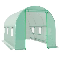 Outsunny Serre tunnel de jardin 8 m², serre de jardin tunnel avec porte et 6 fenêtres, bâche PE 140 g/m² 400 x 200 x 200 cm vert(m-12)