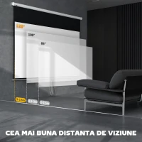 HOMCOM Ecran Proiector, Pânză pentru Proiector cu Fixare pe Perete și Tavan pentru Acasă și Birou, 236.8x8x158 cm, Alb(m-7)