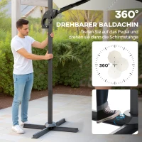 Outsunny 3(m) Cantilever Garden Parasol with Solar Powered Lights, Crank Handle & Cross Base, UPF 50+, 360° Rotation, Cream(m-4)