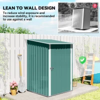 Outsunny 3.3 x 3.4ft Lean To Steel Garden Shed, with Locking Door - Green(m-6)