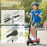 HOMCOM Powered Electric Scooter Ride-On, with Brakes, Adjustable Seat, Adjustable Handlebars, Red(m-8)