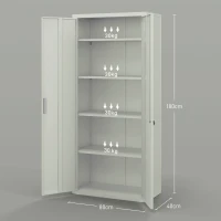 HOMCOM Armadio da Ufficio a 5 Livelli con 4 Ripiani Regolabili, in Acciaio, 80x40x180 cm, Bianco(m-3)