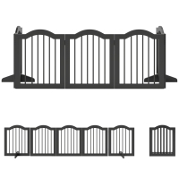 PawHut Absperrgitter Hund Freistehendes Schutzgitter mit Füßen, Klappbar Hundegitter, 5 Paneelen, 261,5 x 29,5 x 61 cm, Schwarz