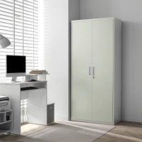 HOMCOM Armoire de bureau à 5 niveaux, armoire en acier avec 2 portes et 4 étagères réglables, verrouillable, blanc(m-10)