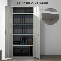 HOMCOM Archivador con Llave Estantes Ajustable Armario Archivador Metálico para Oficina Estudio Salón 80x40x180 cm Blanco(m-4)