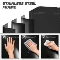 HOMCOM 3 x 20L Pedal Bin, Steel Triple Kitchen Bin with Soft Close Lid, Removable Inner Buckets, Fingerprint-Proof, Black(m-8)