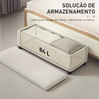 HOMCOM Banco de Arrumação Capacidade de 84 L Estofado em Veludo Banco Pé de Cama para Dormitório 112x42x40 cm Bege(m-6)