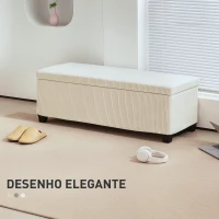 HOMCOM Banco de Arrumação Capacidade de 84 L Estofado em Veludo Banco Pé de Cama para Dormitório 112x42x40 cm Bege(m-4)